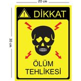 Mayeka Metal Dikkat Ölüm Tehlikesi 20X30 cm A4 Uyarı Iş Güvenliği Levhası - 20 x 30 cm