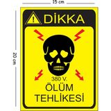Mayeka Metal Dikkat Ölüm Tehlikesi 3 15X20 cm Uyarı Iş Güvenliği Levhası - 15 x 20 cm