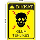 Mayeka Metal Dikkat Ölüm Tehlikesi 4 20X30 cm A4 Uyarı Iş Güvenliği Levhası - 20 x 30 cm