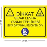 Mayeka Metal Dikkat Sıcak Levha Yanma Tehlikesi Isıya Dayanıklı Eldiven Giy 20X30 cm A4 Uyarı Iş Güvenliği - 20 x 30 cm