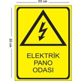 Mayeka Metal Elektrik Pano Odası 20X30 cm A4 Uyarı Iş Güvenliği Levhası - 20 x 30 cm