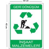 Mayeka Metal Geri Dönüşüm Inşaat Malzemeleri 30X40 cm A3 Uyarı Iş Güvenliği Levhası - 30 x 40 cm