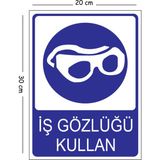 Mayeka Metal Iş Gözlüğü Kullan 20X30 cm A4 Uyarı Iş Güvenliği Levhası - 20 x 30 cm