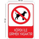 Mayeka Metal Köpek Ile Girmek Yasaktır 20X30 cm A4 Uyarı Iş Güvenliği Levhası