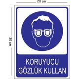 Mayeka Metal Koruyucu Gözlük Kullan 20X30 cm A4 Uyarı Iş Güvenliği Levhası - 20 x 30 cm
