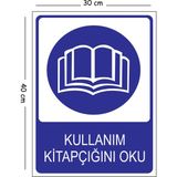 Mayeka Metal Kullanım Kitapçığını Oku 30X40 cm A3 Uyarı Iş Güvenliği Levhası - 30 x 40 cm