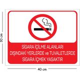 Mayeka Metal Sigara Içilme Alanları Dışındaki Yerlerde ve Tuvalet 30X40 cm A3 Uyarı Iş Güvenliği Levhası