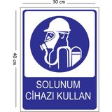 Mayeka Metal Solunum Cihazı Kullan 30X40 cm A3 Uyarı Iş Güvenliği Levhası - 30 x 40 cm