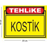 Mayeka Metal Tehlike Kostik 15X20 cm Uyarı Iş Güvenliği Levhası - 15 x 20 cm