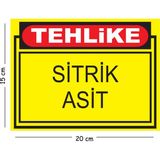 Mayeka Metal Tehlike Sitrik Asit 15X20 cm Uyarı Iş Güvenliği Levhası - 15 x 20 cm