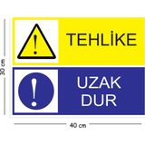 Mayeka Metal Tehlike Uzak Dur 30X40 cm A3 Uyarı Iş Güvenliği Levhası - 30 x 40 cm