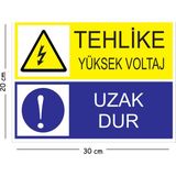 Mayeka Metal Tehlike Yüksek Voltaj Uzak Dur 20X30 cm A4 Uyarı Iş Güvenliği Levhası - 20 x 30 cm