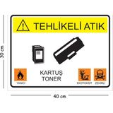 Mayeka Metal Tehlikeli Atık Kartuş Toner 30X40 cm A3 Uyarı Iş Güvenliği Levhası - 30 x 40 cm