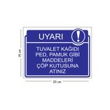 Mayeka Metal Tuvalet Kağıdı Ped Pamuk Gibi Maddeleri Çöp Kutusuna Atını 15x20 cm Uyarı İş Güvenliği Levhası