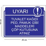 Mayeka Metal Tuvalet Kağıdı Ped Pamuk Gibi Maddeleri Çöp Kutusuna Atını 20X30 cm A4 Uyarı Iş Güvenliği Levh - 20 x 30 cm