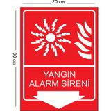 Mayeka Metal Yangın Alarm Sireni 20X30 cm A4 Uyarı Iş Güvenliği Levhası - 20 x 30 cm