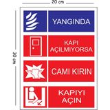 Mayeka Metal Yangında Kapı Açılmıyorsa Camı Kırın Kapıyı Açın 20X30 cm A4 Uyarı Iş Güvenliği Levhası - 20 x 30 cm