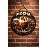 Mayeka Mocha Temalı Cafeler Kahveciler Baristalar Için Ahşap Duvar Kapı Dekoratif Süs Tablo - 30 cm