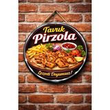 Mayeka Tavuk Pirzola Temalı Kebapçılar Restoranlar Lokantalar Için Ahşap Duvar Kapı Dekoratif Süs Tablo - 30 cm