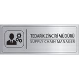Mayeka Tedarik Zinciri Müdürü Isimlik Gümüş Metal Kapı Isimliği Levhası Yönlendirme Tabelası