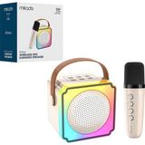 Mayf Beyaz Karaoke Mikrofonlu Wireless Hoparlör - Speaker Işıklı USB Şarjlı Bt - Tf Card - Aux 5W (5332)