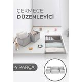 Mayf Çekmece Düzenleme Kutu Seti Organizer 4lü Set (5332) - 02 - Gri - 4 Adet