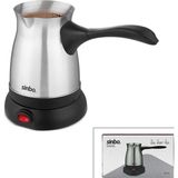 Mayf Çelik Elektrikli Cezve Türk Kahve Makinesi - 6FİNCAN=500ML 360° Kablosuz Kullanım Katlanır Kulp SCM-9038 (5332) - Gümüş