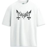Mayhem Punk Black Metal Grup Yazılı Baskılı Unisex Tişört - Beyaz - XL