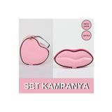 Maykis Dudak Kalp Set Kozmetik Makyaj Çantası