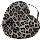 Maykis Leopar Desenli Kalp Makyaj Çantası - Sarı