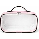 Maykis Şeffaf Makyaj Çantası Taşıma Saplı Geniş Hacimli Kozmetik Çantası 24X17X7 cm - Pembe