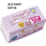 Maylo Puf Mendil 150 Yaprak x 18 Paket 2700 Yaprak Parfümsüz 3 Katlı Kullanım - Beyaz