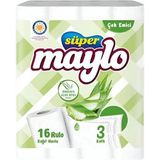 Maylo Süper Organik Aloe Vera Kağıt Havlu 3 Katlı 16'lı (4'li Paket)