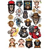 Maymun Goril Sticker Set-2 15 Parça Telefon, Tablet, Defter, Laptop Sticker