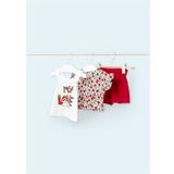 Mayoral 1278 Kırmızı Kız Bebek T-Shirt Şort Takım