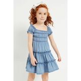 Mayoral 2-9 Yaş Kız Çocuk Dökümlü Elbise Mavi - 3 Yaş