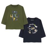 Mayoral 2068 Yeşil 2'li Erkek Bebek Baskılı Uzun Kol T-Shirt