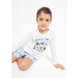 Mayoral 3072 Beyaz Tokalı Uzun Kol Kız Çocuk T-Shirt