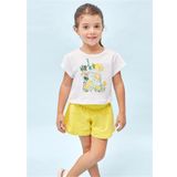 Mayoral 3213 Sarı Baskılı Kız Çocuk T-Shirt Şort Takım
