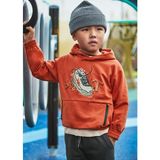 Mayoral 4-10 Yaş Erkek Çocuk Turuncu Kapüşonlu Baskılı Sweatshirt ve Siyah Eşofman Altı Takımı - 01-Turuncu - 7 Yaş