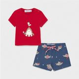 Mayoral Erkek Bebek Şort MayoT - Shirt2 Li Set - 1 - Kırmızı