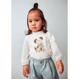 Mayoral Kız Bebek Balon Kol Sweatshirt Krem - 1 Yaş - Ekru