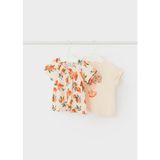 Mayoral Kız Bebek Baskılı 2'Li Kısa Kollu T-Shirt Set Bej 1008 - 36 Ay