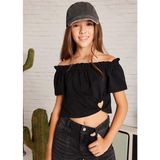 Mayoral Kız Çocuk Crop T-Shirt 6028 - Siyah - 12 Yaş