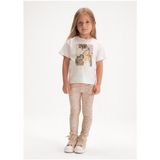 Mayoral Kız Çocuk Desenli Tayt ve T-Shirt Takım Bej - 03727 - 9 Yaş