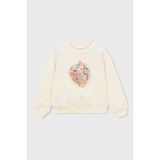 Mayoral Kız Çocuk Doğa Temalı Işıltılı Sweatshirt - Fildişi - Yeşil - 5 Yaş