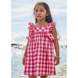 Mayoral Kız Çocuk Gingham Ekose Elbise 3935 Kırmızı - 5 Yaş