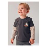 Mayoral Uzun Kollu Erkek Bebek T-shirt, Gri, 9 Ay