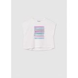 Mayoral Yazlık Kız Çocuk Baskılı T-Shirt - Ekru - Siyah - 10 Yaş