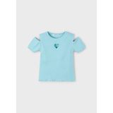Mayoral Yazlık Kız Çocuk Kalp Detaylı T-Shirt - Su Yeşili - 2 Yaş